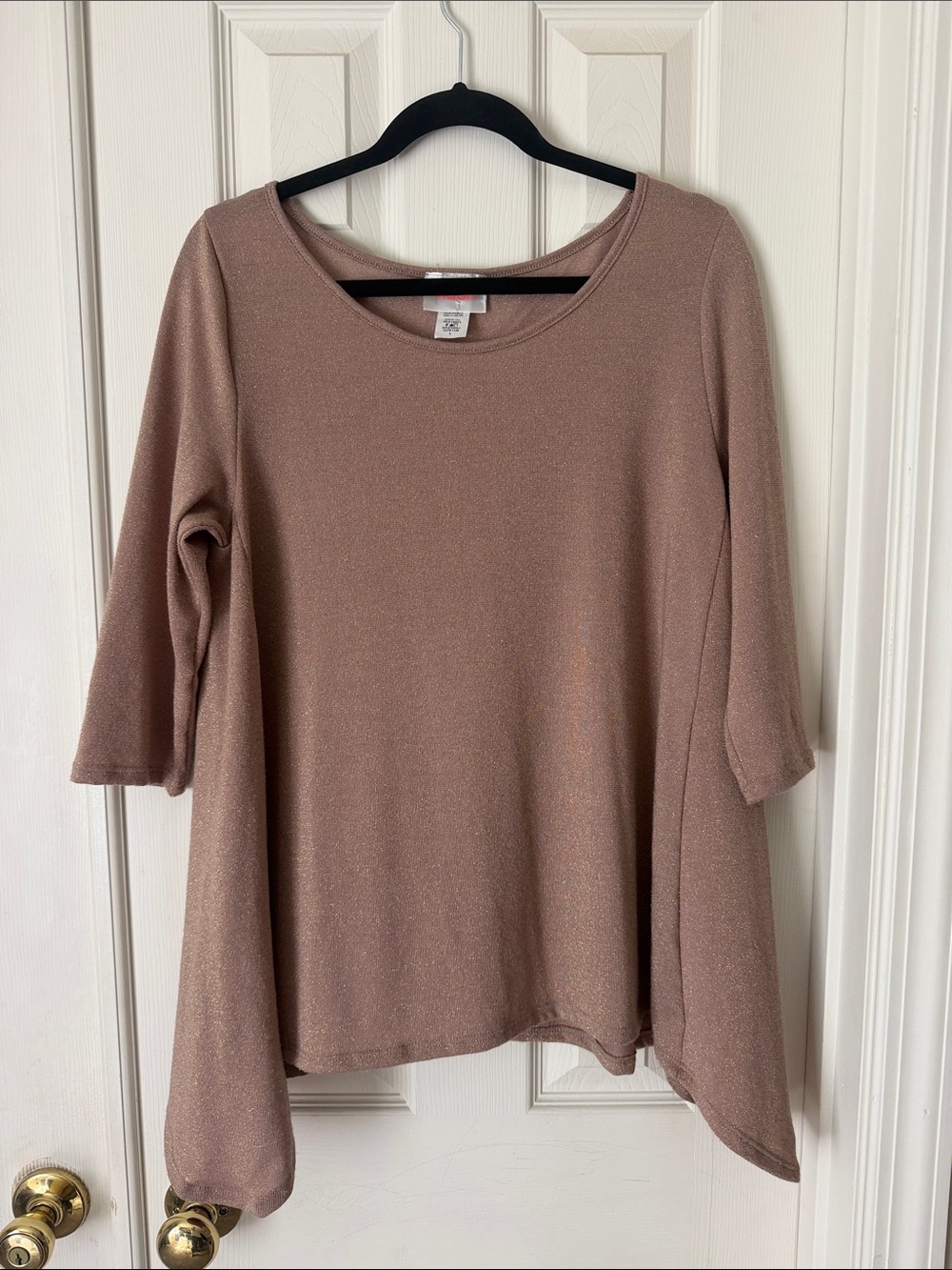 Shimmery Dusty Rose Scoop Neck Women's Tunic